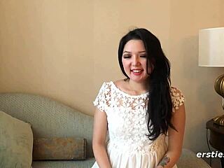 ameliya fingers clit deep in her shaved pussy solo