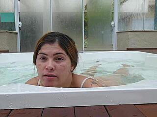 Waiting in hotel jacuzzi for horny married guy to play