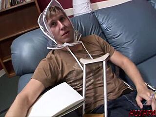 Nerdy dude dives into hot milf Alana's pussy then wild pounding