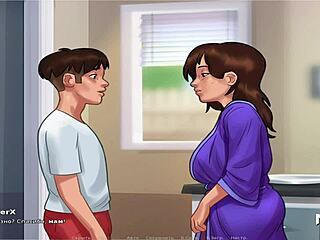 Mature MILF Jerks Off Huge Teen Cock In SummertimeSaga Game Episode