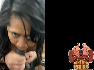 polynesian bbw slut's backstage bbc blowjob before riding that monster cock