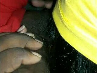sloppy ebony deepthroat gags on black cock cum!