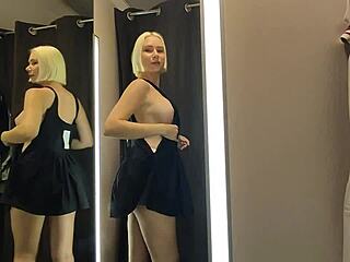 transparent slut flashes see-through haul public mall