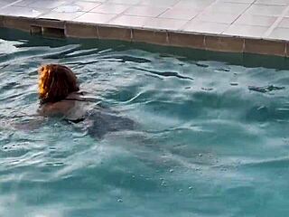 stepmom flashes her big tits at pool in public dying for cock now