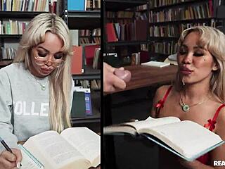 sneaky library couple interracial fuck cowgirl deepthroat facial reality kings spankin