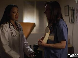 uh, hot latina milf doctor vicki chase... lures nurse sinn sage for pussy licking lesbian fingering in hospital!