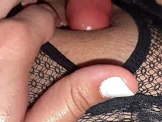 young latina solo in room rubs huge clit with dildo while moaning wet