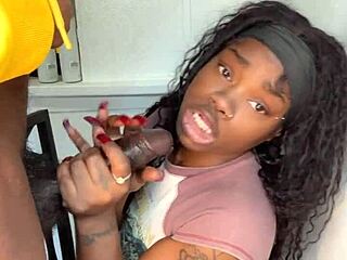 11 Inch Stepbrother Cock Gets Epic Blowjob from Keisha Minaj Cumshot POV