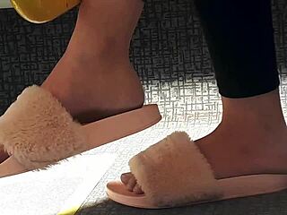 brunette's hidden pink slide tease on train