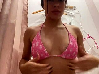 Hot latina teen caught trying on bikini showing perfect tits ass