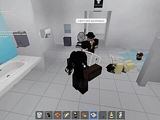 two folks fucked hard in roblox public restroom...