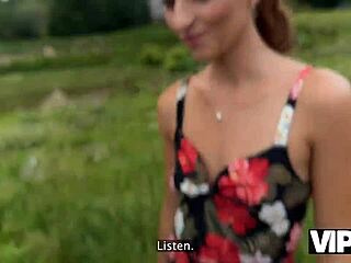 village girl drops plums flashes pussy to stranger en route to grandma