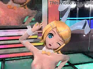 Kagamine Rin strips fully nude in Project Diva Vocaloid love mod showing ass tits pussy