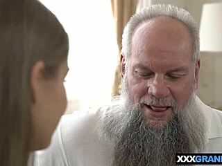 Bearded grandpa bangs super hot blonde teen babe