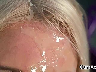 frisky babe gulps down facial jizz swapping every sticky drop pov