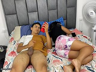 Wow check her huge lactating tits while masturbating!