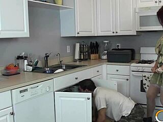 Charlee Chase Fucks Plumber, Gets Kitchen Facial from Monster Cock