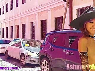 Slut Majick's Slow-Motion Topless Tease Shocks Public Cemetery Shadows