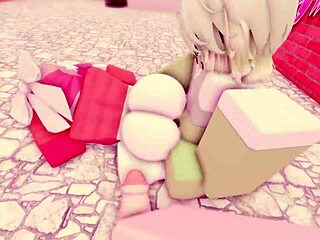 Roblox slut in sticky threeway creampie doggystyle futanari pov