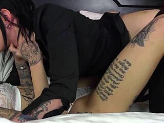 tattooed lesbians kiss finger lick shaved pussies sixty-nine passionately wedding