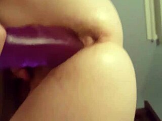 Deep Purple Dildo Stretches Wife Pussy