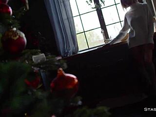 Blonde teen BerylQ strips Christmas panties with piercings 😍🎄🔥