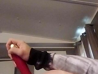 She grabs her vibrator for some intense solo horny fun