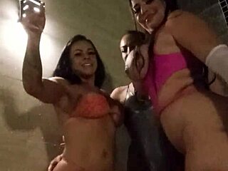 three sexy brazilian hotties pamela pantera melissa pitanga belinha in hot tub