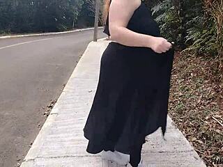 Priscila flashes see-through no panties streets