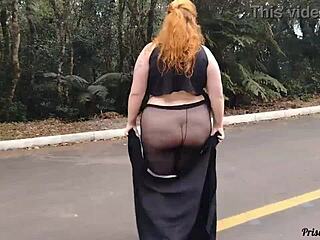 Priscila flashes see-through no panties streets