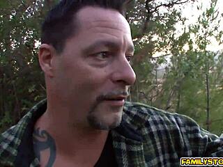 dad bends over stepdaughter teaching her big cock pussy pounding