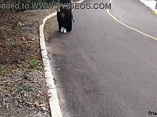 Priscila flashes see-through no panties streets