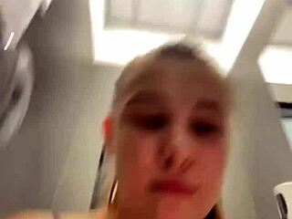 Horny teen with big ass and tits squirts hard in changing room mirror