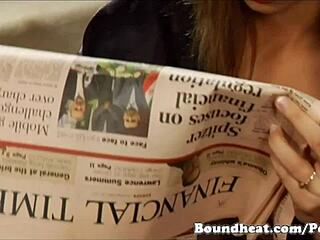 blonde maid intensely licks mistress feet then kisses pussy deep