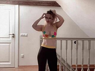 HUGE BELLY GODDESS DANCING BELLY FETISH CELEB GLASSES MUSIC 4K!