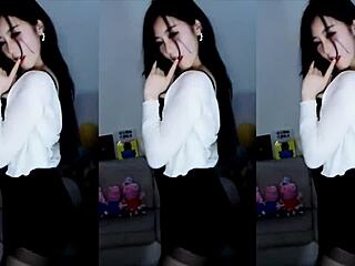 cute chinese girl dances sexy