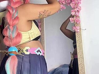 varesa preps for cosplay con slipping into genshin impact outfit slowly