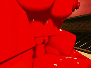 demon girl seduces with hot oiled body in steamy sauna