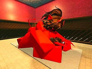 demon girl seduces with hot oiled body in steamy sauna