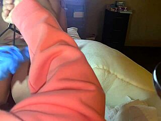 damn this young teen's tight shaved booty stretches slow in lingerie toys