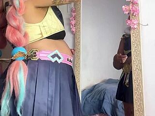 varesa preps for cosplay con slipping into genshin impact outfit slowly