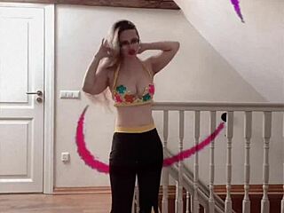 HUGE BELLY GODDESS DANCING BELLY FETISH CELEB GLASSES MUSIC 4K!