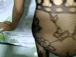 Cuck rims my ass in bodystocking while i moan from his friend's rough fuck