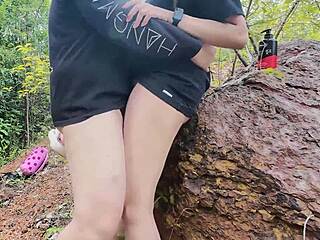 cute thai babe teases pussy outdoors in real pov