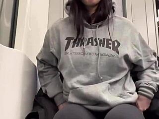 She edges herself outdoors in public, chasing that rush of almost getting caught as a risky thrill.