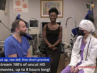 rina arems spreads shaved pussy in nurse checkup