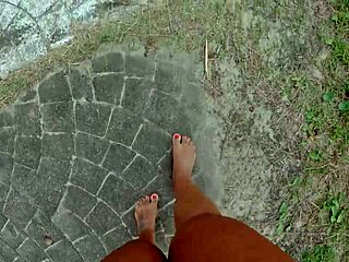 guy walks barefoot streets beach dirty feet fetish