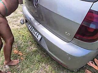 she hitches ride for sex they stop car fuck her woods roadside