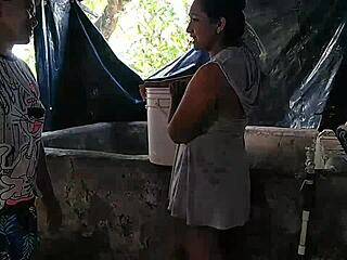 Water shortage? Neighbor's well gives me water and hot pussy licking orgasm