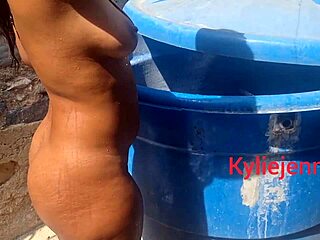 spying big ass ebony stepdaughter bathing then daddy fucks her gaping hole
